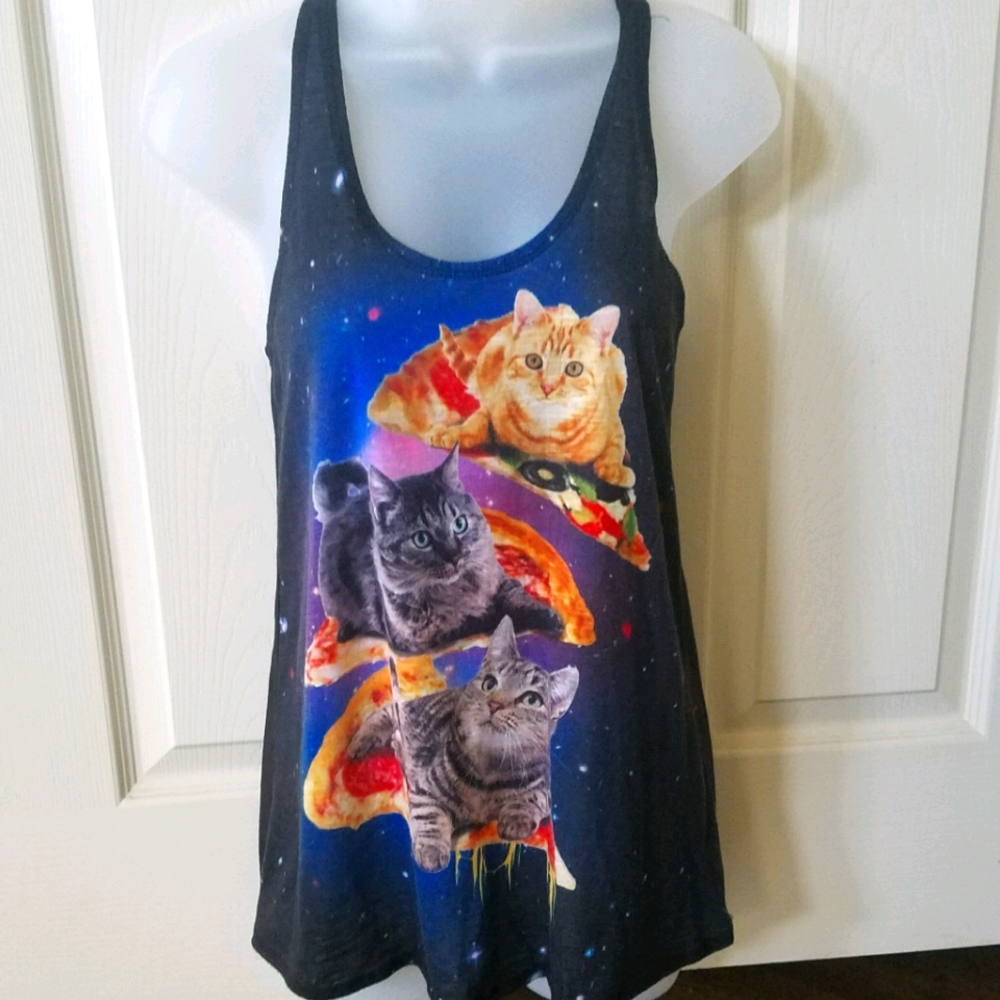Galaxy Pizza Cat Tank Top